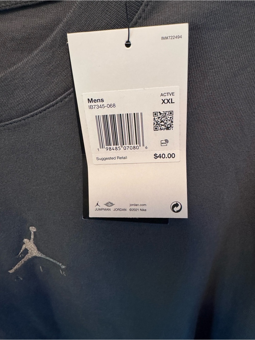 Jordan Men's Charcoal Gray Crewneck Sweatshirt with Jumpman Patch